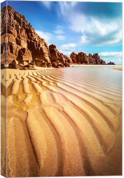 Sand Pand Patterns at Pedn Vounder Canvas Print by Andrew Ray