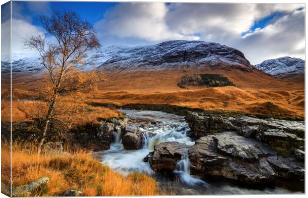 Glen Etive Waterfall  Canvas Print by Andrew Ray