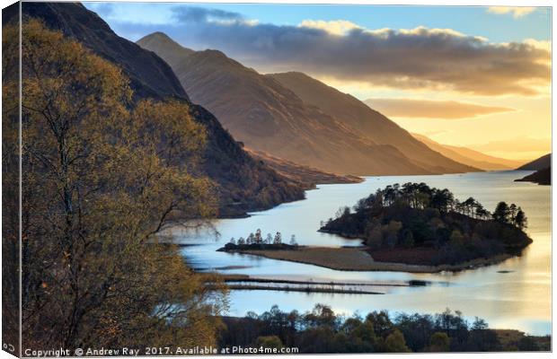 Late Light on the banks of Loch Shiel Canvas Print by Andrew Ray