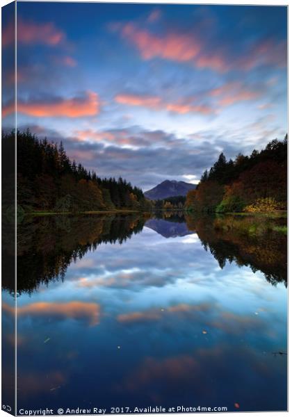 Glencoe Lochan Reflections Canvas Print by Andrew Ray