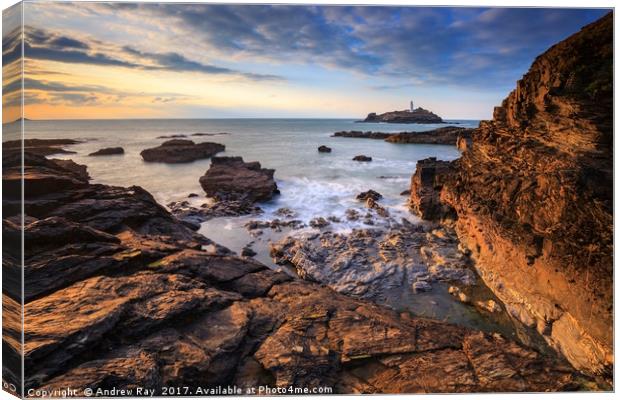 Late Light at Godrevy Canvas Print by Andrew Ray
