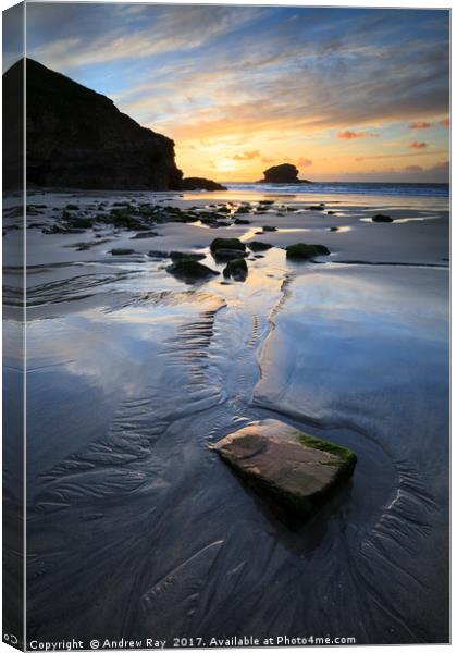Sunset at Portreath Canvas Print by Andrew Ray