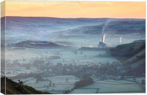 Sheep above the Hope Valley Canvas Print by Andrew Ray