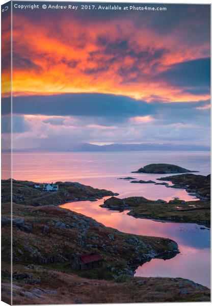 Sunrise over Loch Ob Leasaid Canvas Print by Andrew Ray