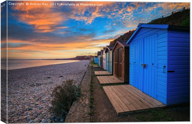 Beach Huts at Budleigh Salterton Canvas Print by Andrew Ray