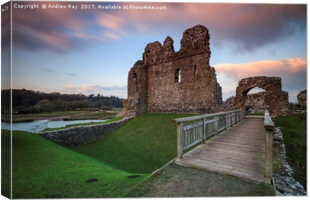 Sunset at Ogmore Castle Canvas Print by Andrew Ray