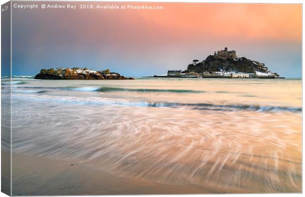 Snowy Evening (St Michael's Mount) Canvas Print by Andrew Ray