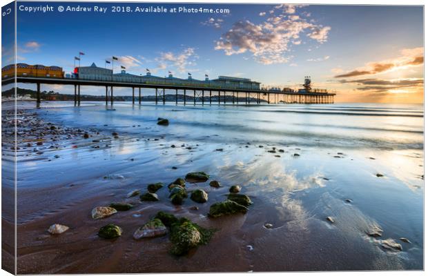 Sunrise reflections (Paignton) Canvas Print by Andrew Ray