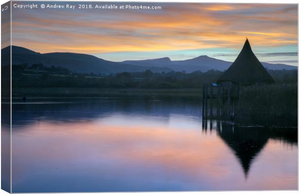 Llangorse Lake at sunset Canvas Print by Andrew Ray