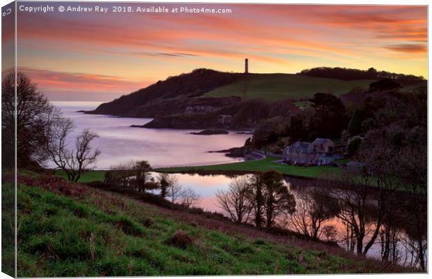 Polridmouth Cove at sunset Canvas Print by Andrew Ray