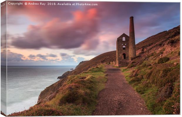 Sunset at Wheal Coates Canvas Print by Andrew Ray