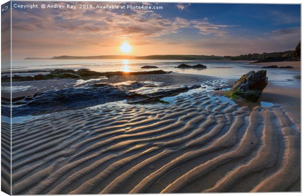 Morning at Harlyn Beach Canvas Print by Andrew Ray