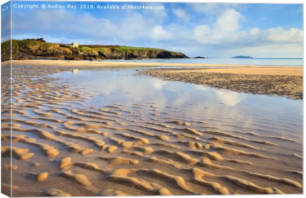 Sand Ripples on Harlyn Bay Beach Canvas Print by Andrew Ray