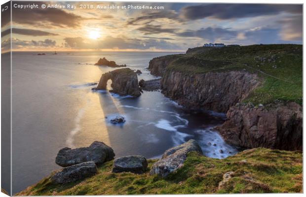 Setting Sun at Lands End Canvas Print by Andrew Ray