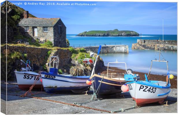 Mullion Harbour  Canvas Print by Andrew Ray