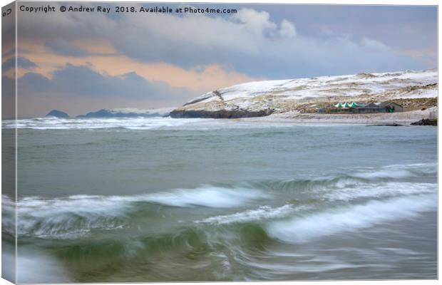 Breaking wave in winter (Perranporth) Canvas Print by Andrew Ray