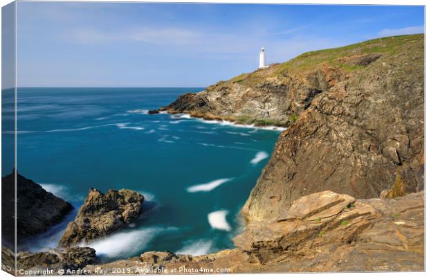 Evening light (Trevose Lighthouse) Canvas Print by Andrew Ray
