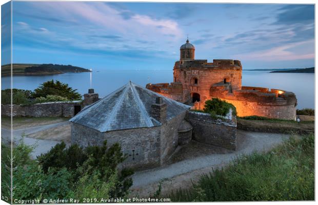 Twilight view (St Mawes Castle) Canvas Print by Andrew Ray