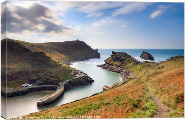 Autumn above Boscastle Harbour Canvas Print by Andrew Ray