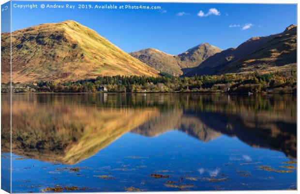 Loch Fyne reflections Canvas Print by Andrew Ray
