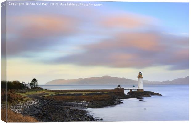 Rubha nan Gall Lighthouse at sunrise Canvas Print by Andrew Ray