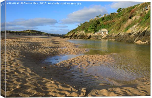 Sand patterns on the Gannel Estuary Canvas Print by Andrew Ray