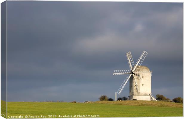 Stormy clouds behind Ashcombe Windmill Canvas Print by Andrew Ray