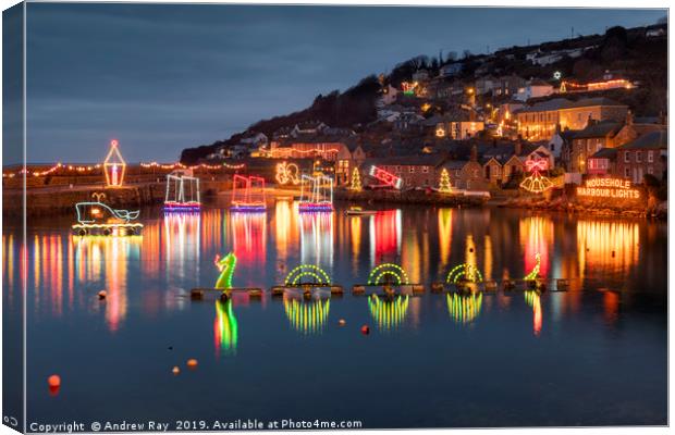 Mousehole Christmas Lights Canvas Print by Andrew Ray
