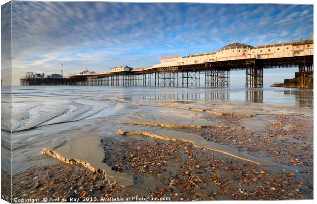 Morning light on Palace Pier (Brighton) Canvas Print by Andrew Ray