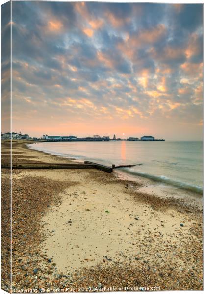 Sunrise at Clacton-on-Sea Canvas Print by Andrew Ray
