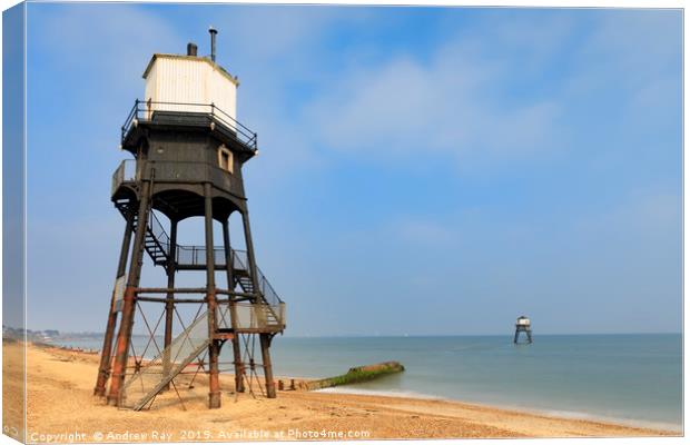 Dovercourt Lighthouses Canvas Print by Andrew Ray