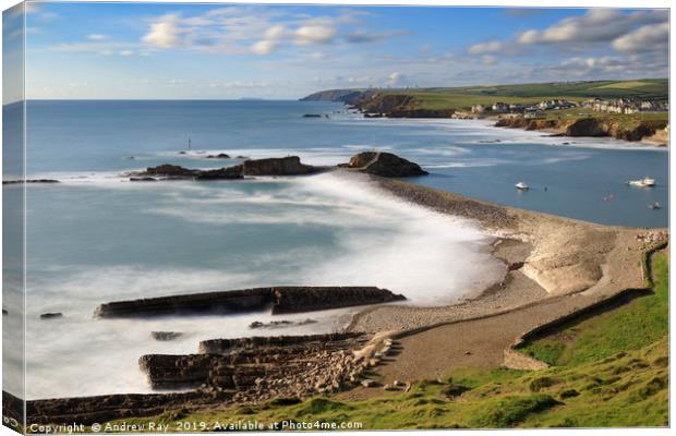Above Bude Breakwater Canvas Print by Andrew Ray