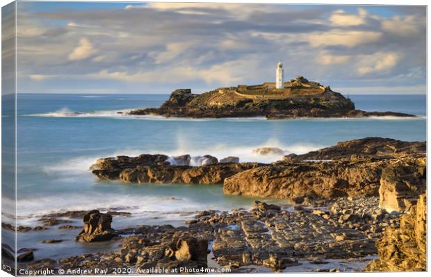 Godrevy at low tide Canvas Print by Andrew Ray