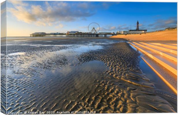 Sand patterns on Blackpool Beach Canvas Print by Andrew Ray