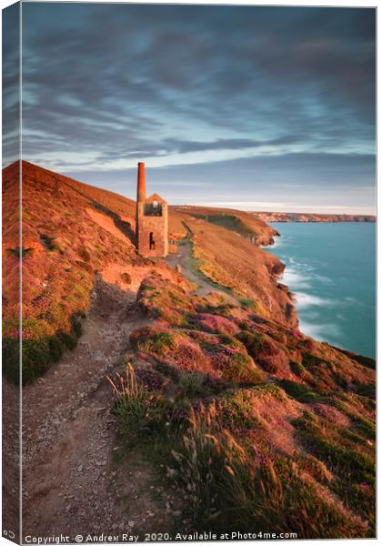 Path to Towanroath Engine House (Wheal Coates) Canvas Print by Andrew Ray