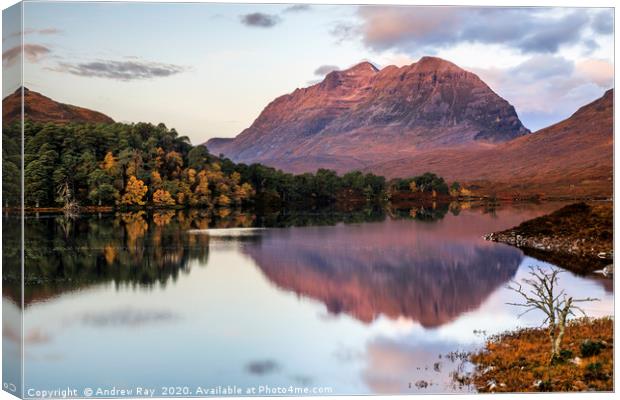 Reflections in Loch  Clair Canvas Print by Andrew Ray