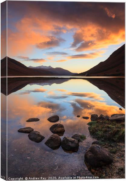 Sunset at Loch Etive Canvas Print by Andrew Ray
