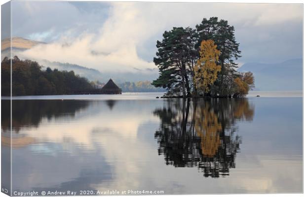 Rising Mist (Loch Tay) Canvas Print by Andrew Ray