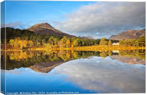 Reflections in Loch Coulin Canvas Print by Andrew Ray
