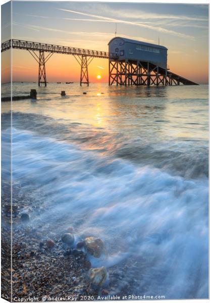 Sunrise at Selsey Canvas Print by Andrew Ray