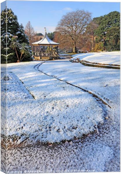 Victoria Gardens in the Snow (Truro) Canvas Print by Andrew Ray