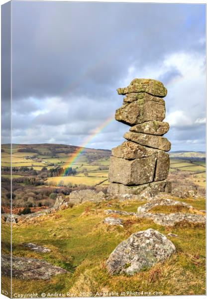 Rainbow at Bowerman's Nose Canvas Print by Andrew Ray