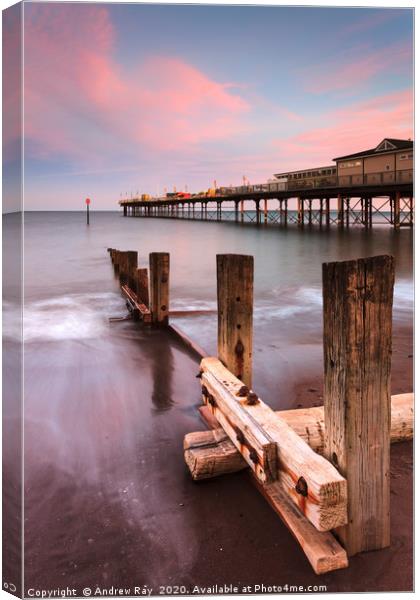 Sunset at Teignmouth Pier  Canvas Print by Andrew Ray