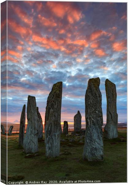 Sunrise at Callanish Stone Circle Canvas Print by Andrew Ray