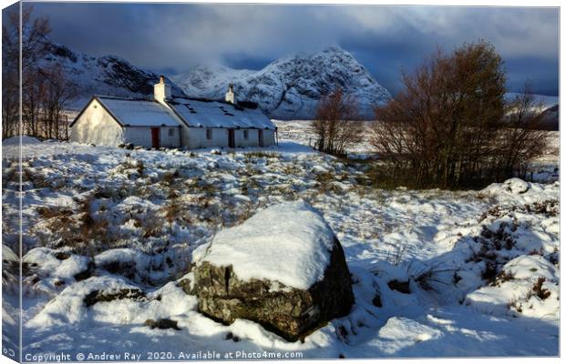 Snowy morning (Black Rock Cottage) Canvas Print by Andrew Ray