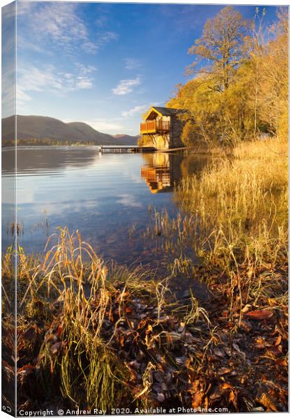 Ullswater Boathouse Canvas Print by Andrew Ray