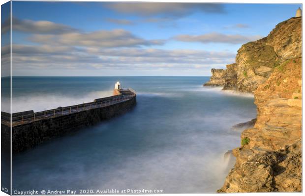 Entrance to Portreath Harbour Canvas Print by Andrew Ray