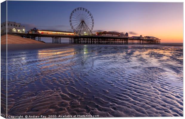 Twilight at Blackpool Central Pier Canvas Print by Andrew Ray
