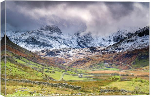 Mountain View  (Nant Ffrancon Valley) Canvas Print by Andrew Ray