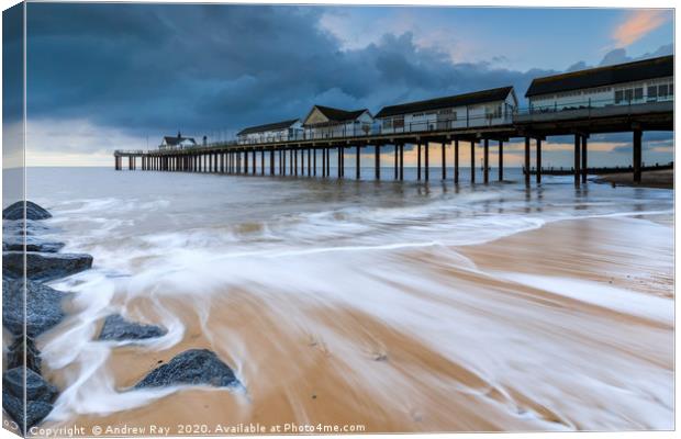 Morning at Southwold Pier Canvas Print by Andrew Ray